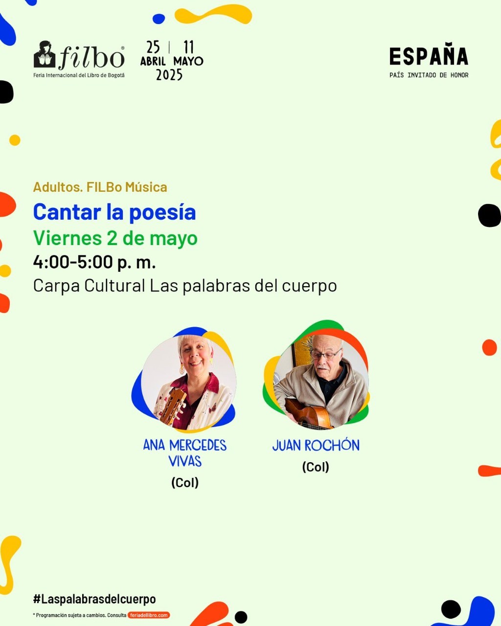 FILBO 2025 presenta a Ana Mercedes Vivas y Juan Ronchon: Cantar la Poesía, Poesía y Canto