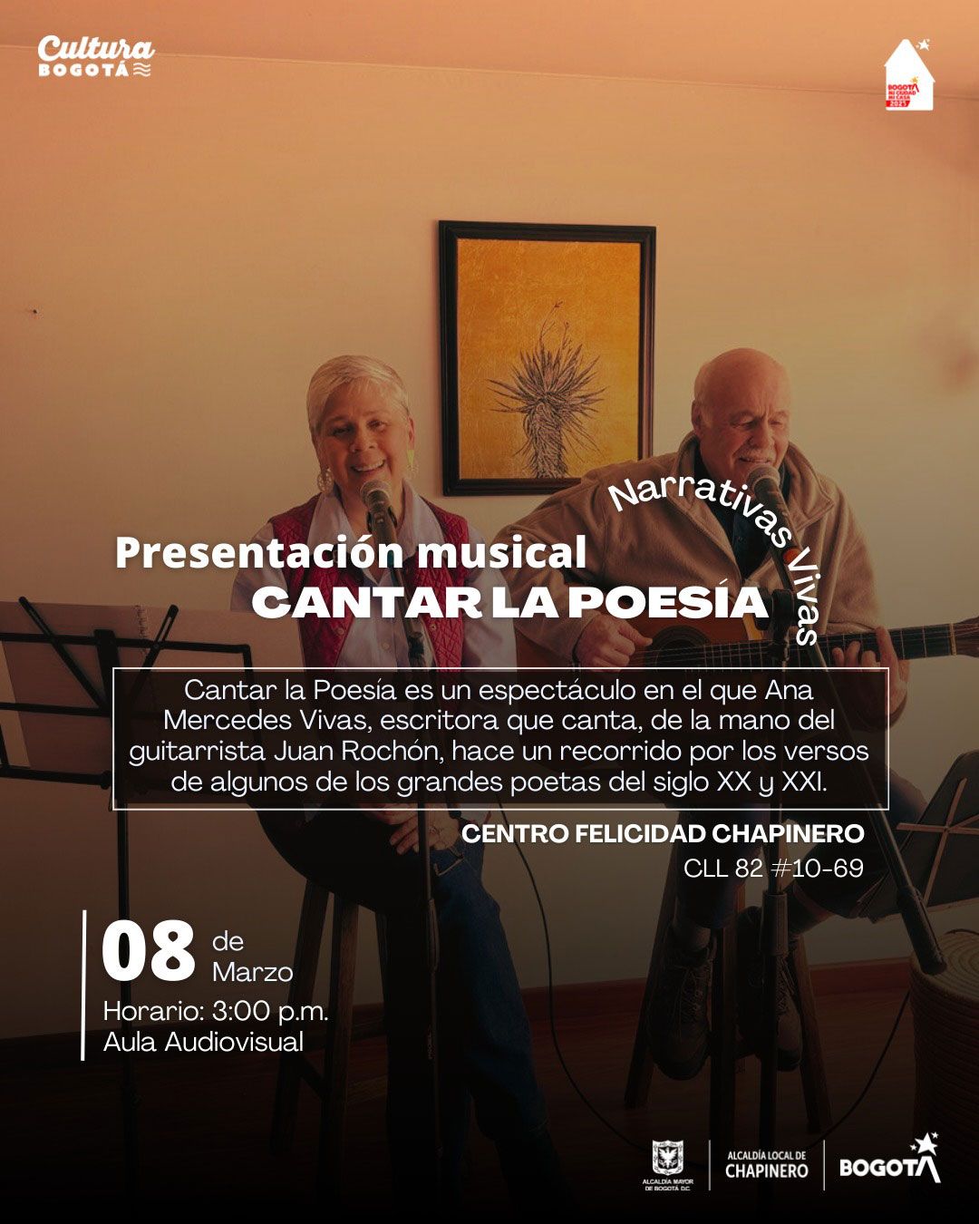 Alcaldía de Chapinero presenta a Ana Mercedes Vivas y Juan Ronchón: Cantar la Poesía